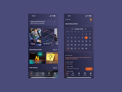 Mobile app for planning, managing, and attending events app design mobile ui ux