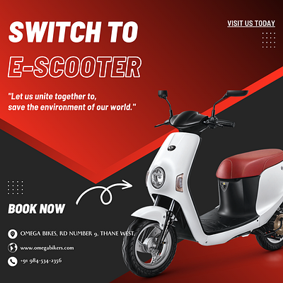 New E-scooter showroom launch social media post bike branding color pallets 😉 dailyui design figma design illustration instagram instapost launch media newlaunch post scooter socialmedia ui web