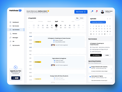 SAAS-Instructor Dashboard(Schedule Page) brand dashboard design dribble shot instructor dashboard online learning platform product design saas teacher dashboard typography ui uiux ux