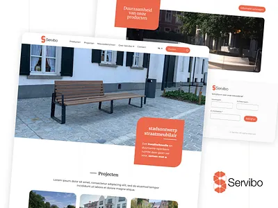 Servibo - Website Design belgium black design desktop functional furniture grid industrial minimalist modular odoo orange project public space ui ux web website white