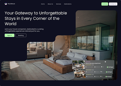 Nucleous Real Estate Rentals hero Section airbnb hero section hotels landing page real estate rentals ui