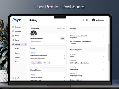 User Profile Dashboard dashboard ux fintech dashboard fintech user dashboard fintech web app product design ui ui design uiux user profile user profile dashboard user setting ux web design webapp