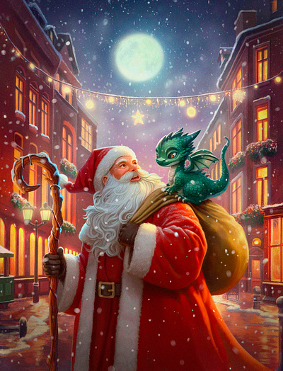 Merry Christmas card christmas card dragon merry christmas santa claus