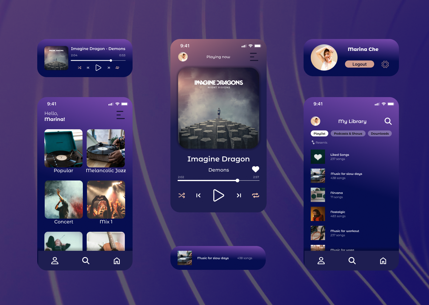 Daily UI I Music Player app app design app interface branding creative thinking design graphic design illustration interface interface design minimal player typography ui ui design user expireance user interface ux vector visual design