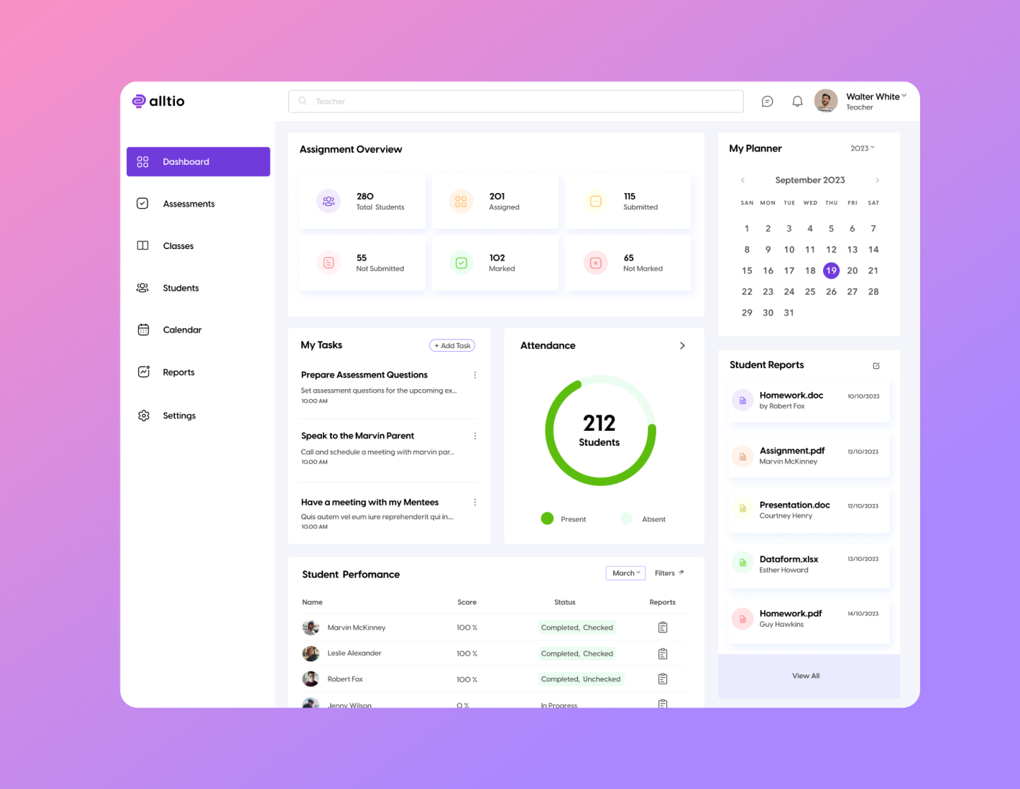 Teachers Dashboard (LMS) application dashboard design figma lms product design saas ui ux