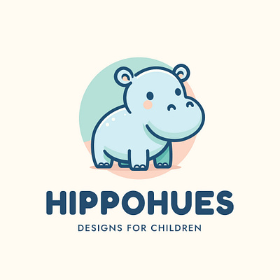 Logo for HippoHues.com hippo illustration illustrator logo outline