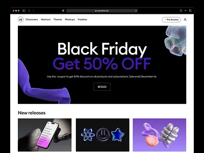 Black Friday 50% OFF 3d icons 3d illustration abstract black friday dispersed inflatable iphone mockup sale