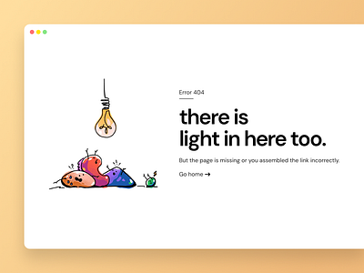 404 page 404 bulb emoji error headline illustration light procreate web