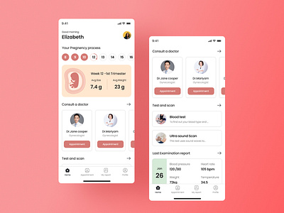 Pregnancy Tracking App UI Design Concept app ui design app ui ux design design concept pregnancy app design pregnancy tracking app ui