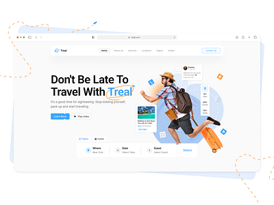 Treal Hero Section design hero illustration logo travel ui ux