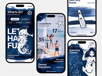 Sea World - Mobile App Concept blue branding clean concept daily ui design digital diving illustration ios app mobile mobile app modern design sailing stylish ui ux yacht