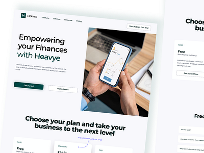 Heavye: Finance App Landing Page Design branding finance app landing page design nevina infotech ui