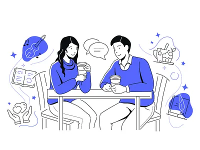 Date - Line Art Illustration character couple date design flat design illustration relationship romantic style vector