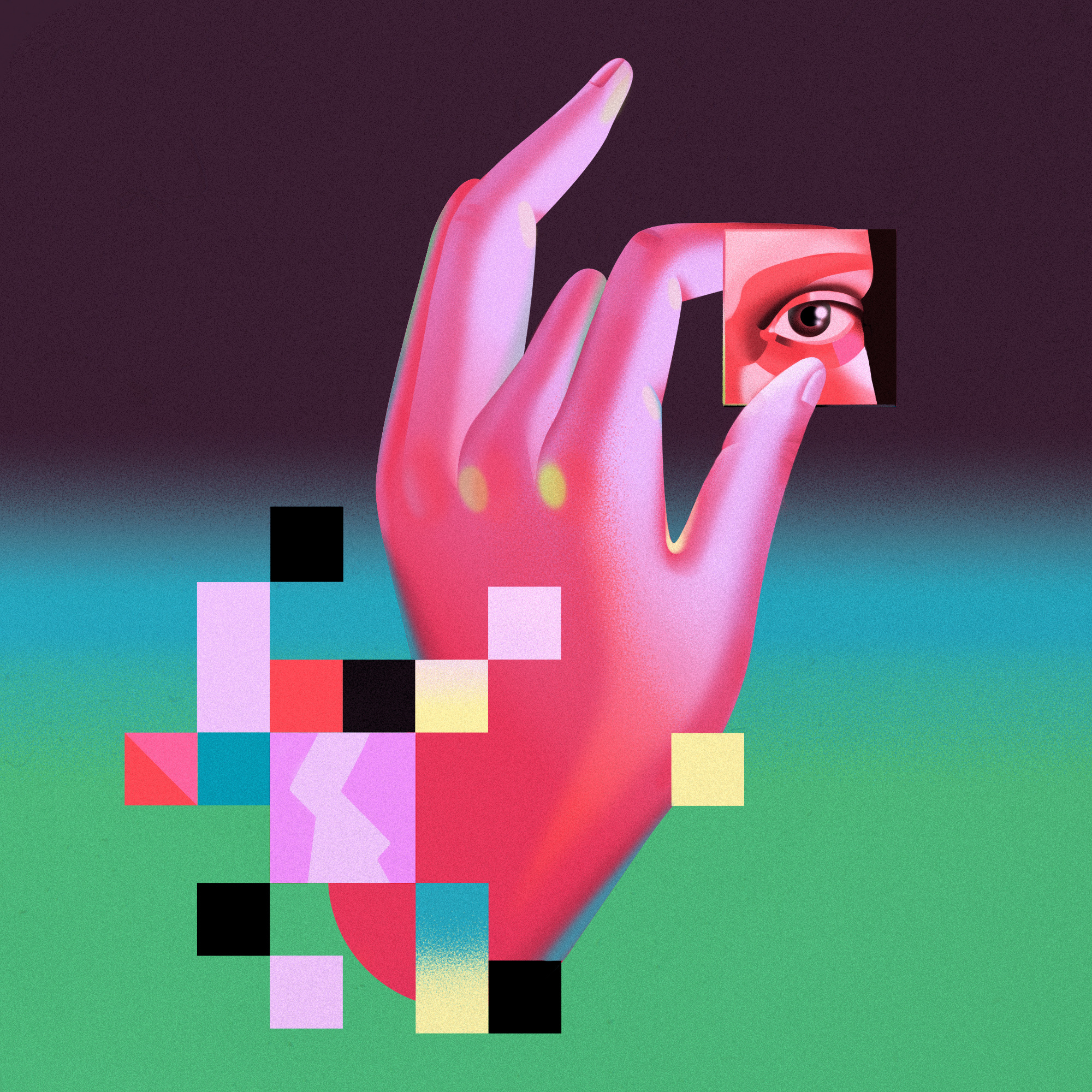 You concept geometric geometry gradient grain hand illustration pink texture