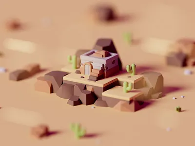 Ancient Egyptian House 3d b3d blender c4d cinema 4d game art game design isometric lowpoly