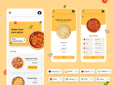 Make your own Pizza App UI Design food app ui food app ui ux design pizza app design pizza app ui