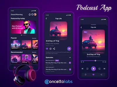 Podcast App graphic design podcast app podcast app includes features l ui