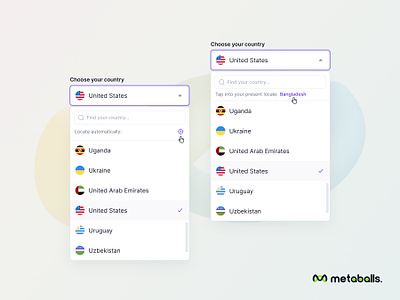 Choose your country UX app concept b2b choose your country component dashboard design dropdown product product design saas select country style guide ui ux ui component ui design webapplication