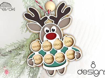 Reindeer Christmas Ornament Svg Laser christmas decor ideas christmas décor christmas holidays decorations christmas projects to make