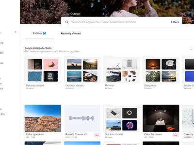 Digital File management System assets dam explore files folders gallery interaction search sketch ui