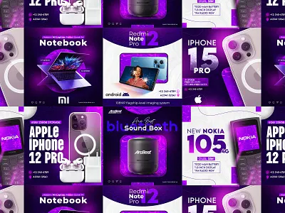 Social Media Post Design advertise banner design laptop marketing music smartphone social media banner social media post web banner