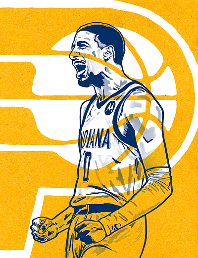 Tyrese Haliburton, Pacers PG basketball illustration nba pacers portrait
