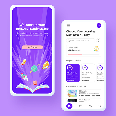 Educational Mobile App/ E-learning Mobile App des design graphic design ui ux