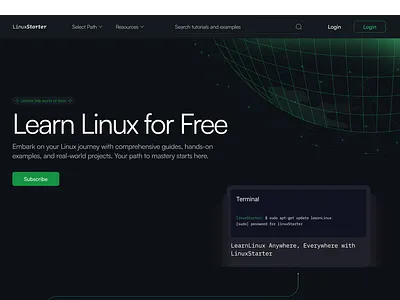 Learn Linux Landing Page branding illustratuon landing page design responsive website design ui design uiux website design