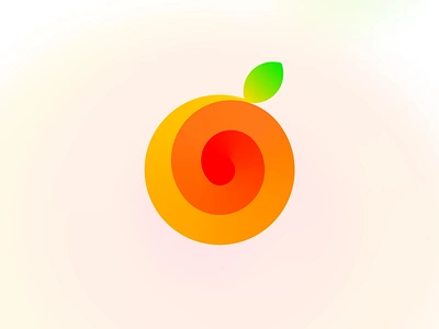 Orange logo concept branding fresh fruit gradient icon juice juicery leaf logo mark monogram natural orange squized