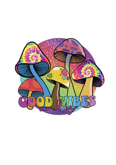 Mushroom Vibes_ colorful design colorful good vibes gradient gradient colors graphic design illustration sprinkle brush