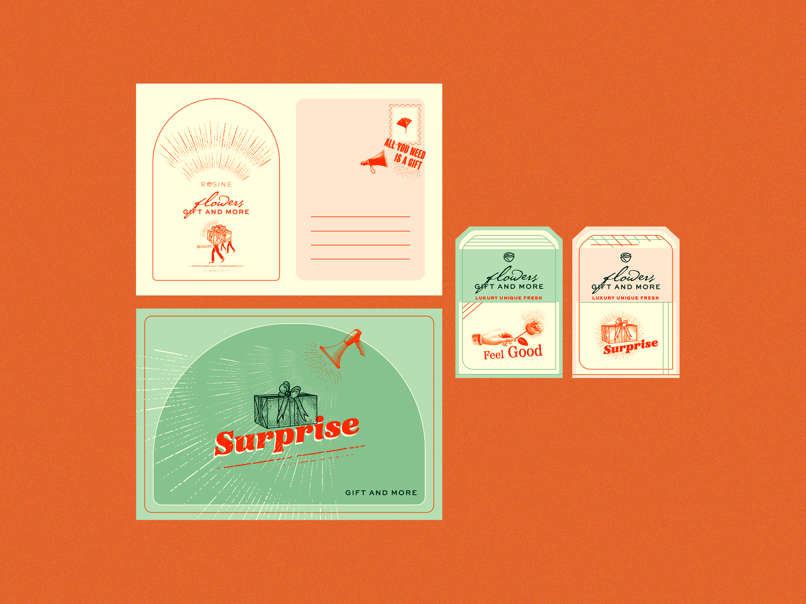 Illustrated Postcards and Labels brand designer branding design florist flowers graphic design illustration istanbul labels postcard postcard design retro stationery surprise typography vector vintage