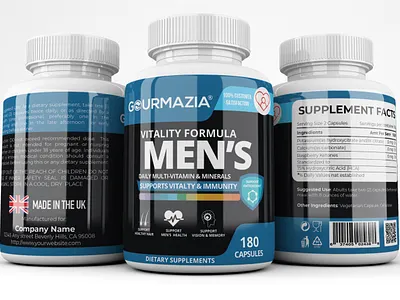 MENS MULTIVITAMIN SUPPLEMENT LABEL DESIGN bottle design bottle label branding cbd packaging design graphic design illustration labeldesign logo packaging supplement label ui