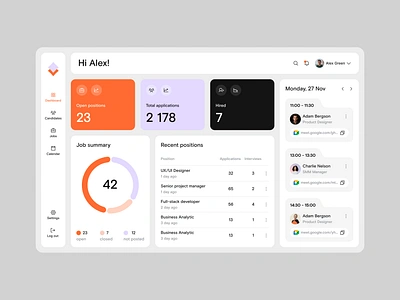 Recruitment App app app design dashboard design employment hired hiring hr interaction job logo platfrorm recruitment statistic ui ux vacancy web web app work