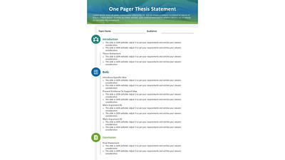 One Pager Thesis Statement PowerPoint Slide creative powerpoint templates essay writing powerpoint design powerpoint presentation powerpoint presentation slides powerpoint templates presentation design presentation template