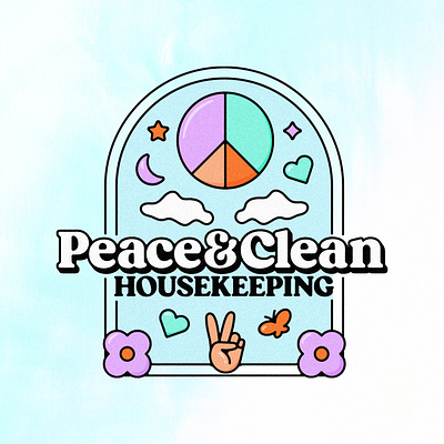 Peace & Clean Housekeeping - badge design badge branding illustration