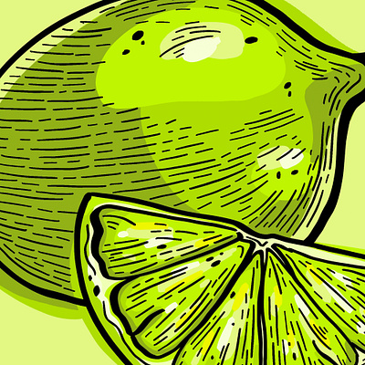 Lime Illustration design drink engraving etching food fruit graphic hand drawn icon icon artwork illustration lemon lime line art packaging style symbol vintage wood carving wood cut