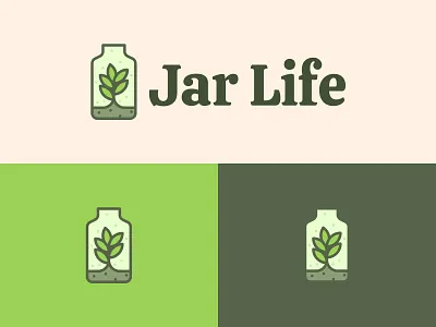 Jar Life Logo Design flower growth illustration jar leaf leaves logo nature plant seed