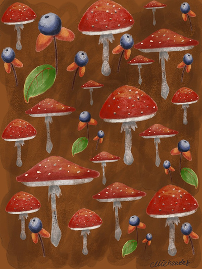 Autumn Mushroom Pattern autumn autumnillustration cute illustration illustrative mushroom mushroomillustration mushrooms