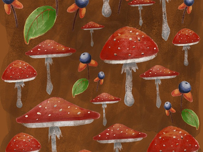 Autumn Mushroom Pattern autumn autumnillustration cute illustration illustrative mushroom mushroomillustration mushrooms