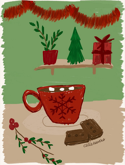 Hot Chocolate and Bourbons bourbons christmas hotchocolate illustration illustrative