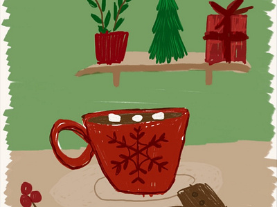 Hot Chocolate and Bourbons bourbons christmas hotchocolate illustration illustrative