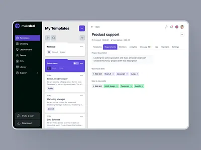 Requirements screen ui