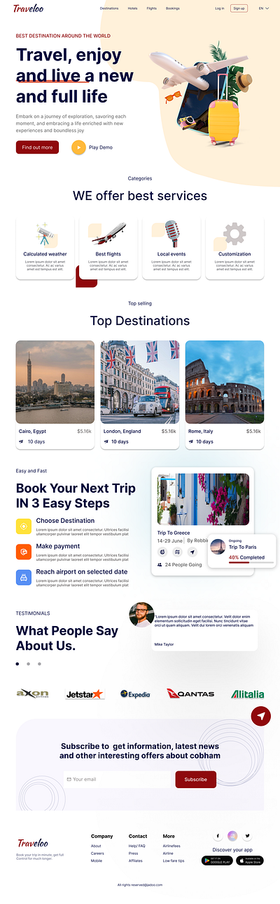 Travel Landing Page ui