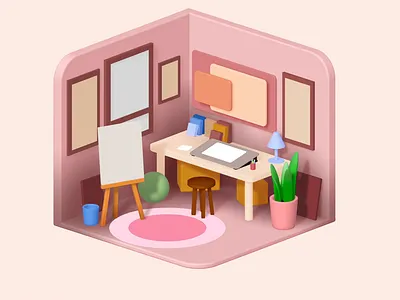 3D Room 3d 3dart animation asset design spline ui
