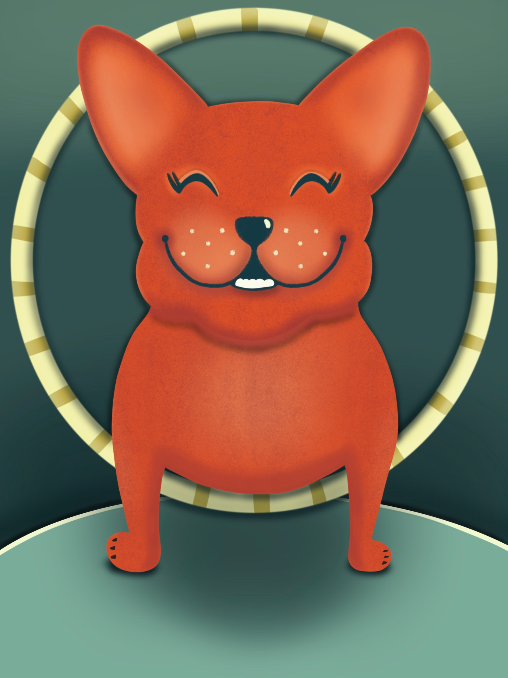 Ta-Da! french bulldog illustration procreate vintage