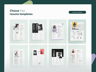 CV Maker - Templates agency cool cv design graphic design green hover effect landing page light green motion graphics page responsive scroll template ui ui animation uianimation ux