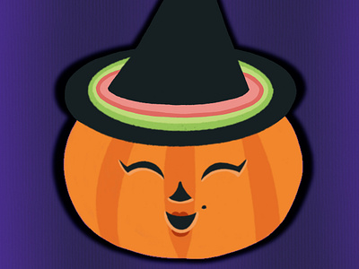 Hallowcutie halloween illustration procreate pumpkin vintage witch