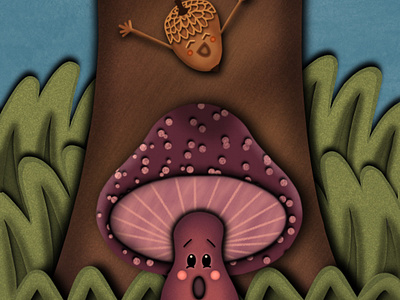 Acorn Adventures acorn grass illustration mushroom procreate tree