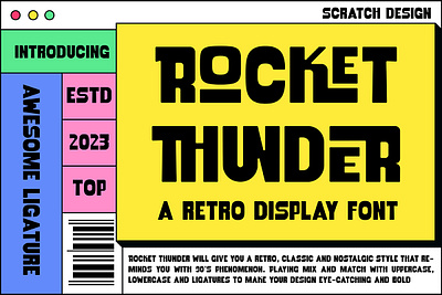 Rocket Thunder - Retro Display Font 90s bold bold font classic display font elegant font graphic design logo modern nostalgic retro typography