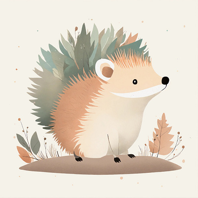 a cute minimalistic simple hedgehog graphic design illustration
